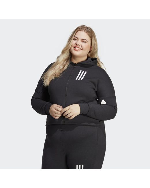 Adidas Black Mission Victory Slim Fit Full-Zip Hoodie (Plus Size)