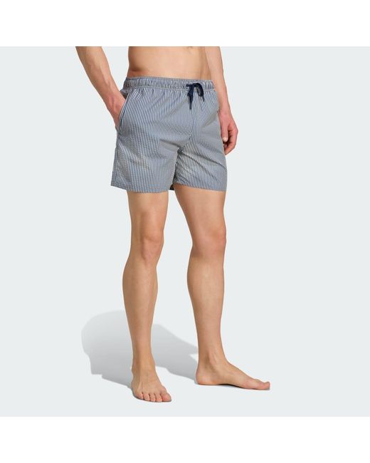 Adidas Blue Seersucker Stripy Swim Shorts 5-Inch for men