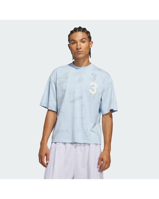 Adidas Blue Originals Varsity Graphic Tee for men