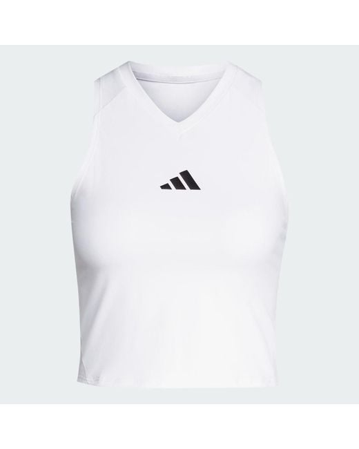 Adidas White Tennis Climacool Midi Y-Tank Top Pro