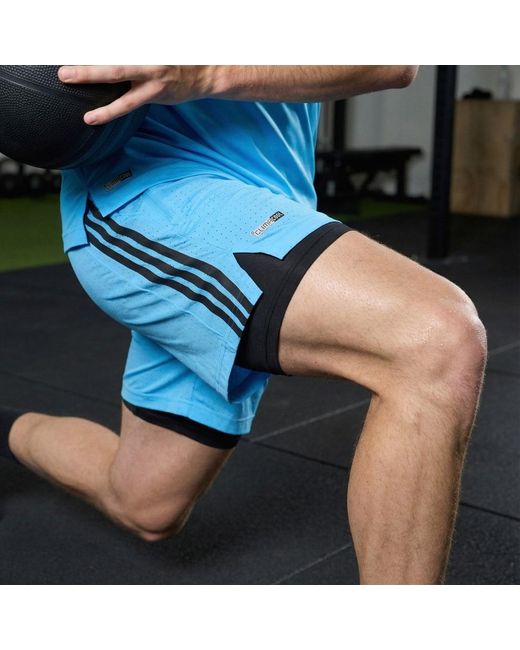Adidas Blue Tech Essentials Workout 2In1 Shorts for men