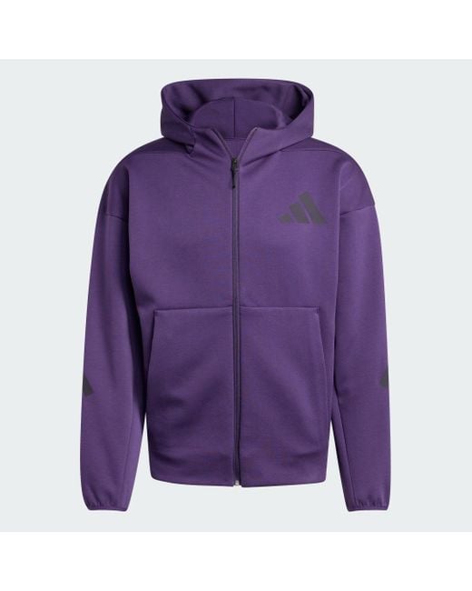 Track Jacket New Z.N.E. Full-Zip Hooded di Adidas in Purple da Uomo