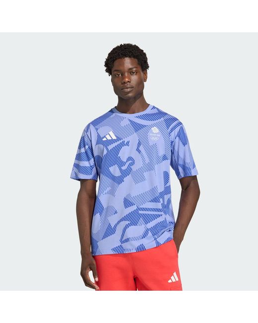 Adidas Blue Team Gb Multi Printed T-Shirt for men