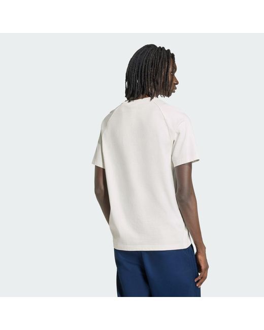 Adidas Originals White Chest Stripes T-Shirt for men
