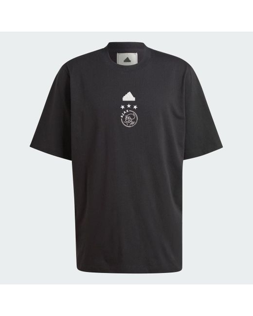 Adidas Black Ajax Amsterdam Lfstlr Oversized T-shirt for men