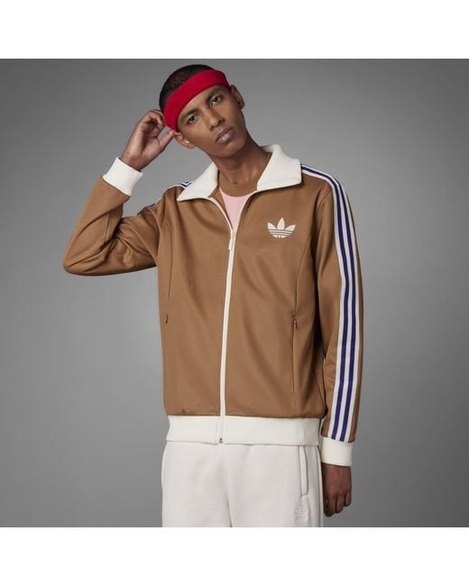 Adidas Brown Adicolor 70s Striped Track Top for men