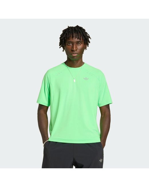 Adidas Originals Green T-Shirt Adidas Tech Trefoil Essentials Polyester T-Shirt for men