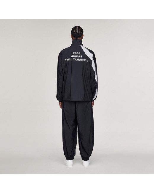 Adidas Blue Y-3 Raw Edge 3 Stripes Nylon Shell Tracksuit Bottoms for men