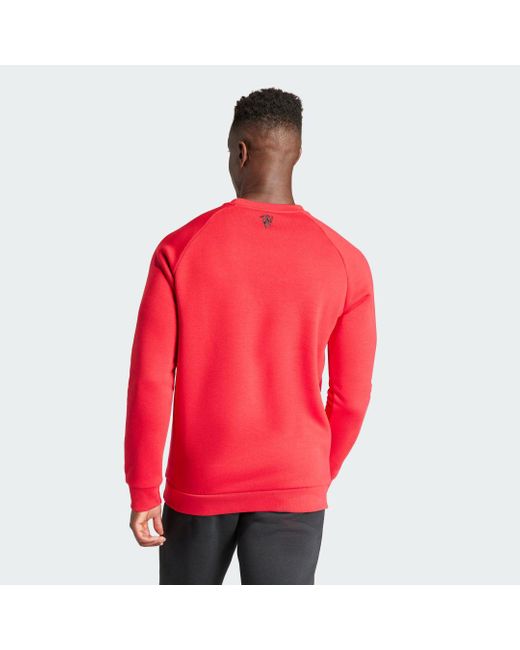 Adidas Red Manchester United Essentials Trefoil Crew Sweatshirt for men