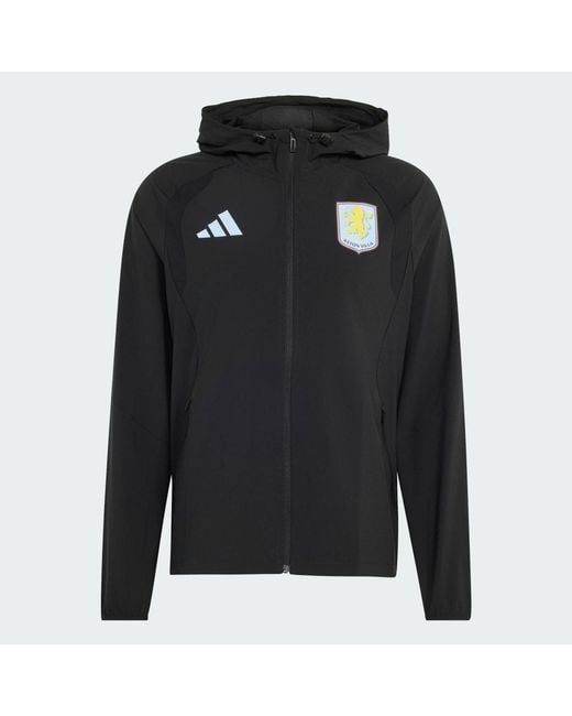 Adidas Black Aston Villa Fc Tiro Travel Full Zip Windbreaker for men