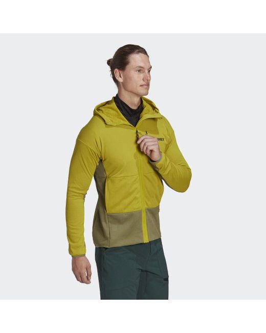 Giacca con cappuccio Terrex Zupahike Fleece di Adidas in Green da Uomo