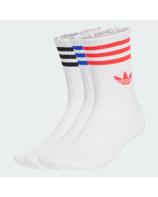 Adidas White 3-Stripes Crew Socks 3 Pairs