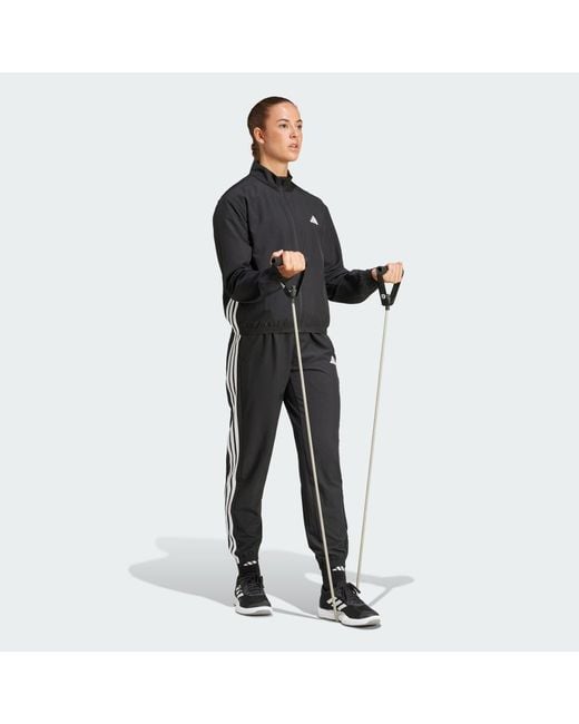 Adidas Black Gym & Training Train Essentials 3-Stripes Woven Warm-Up Jacket Jd6539