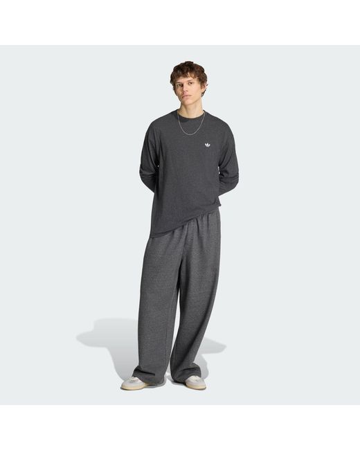 Adidas Gray Trefoil Essentials Melange Long Sleeve Long-Sleeve Top for men