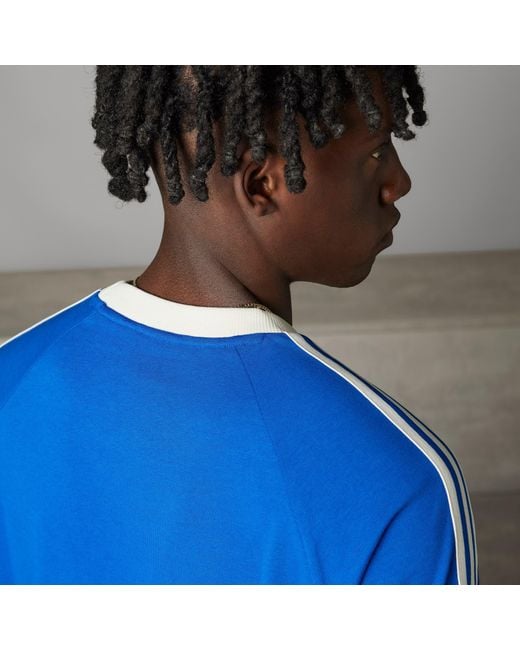 Adidas originals 3 stripe italia on sale t shirt blue