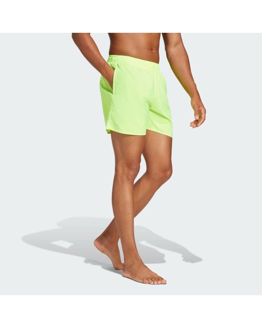 Adidas Green Solid Clx Short-Length Swim Shorts for men
