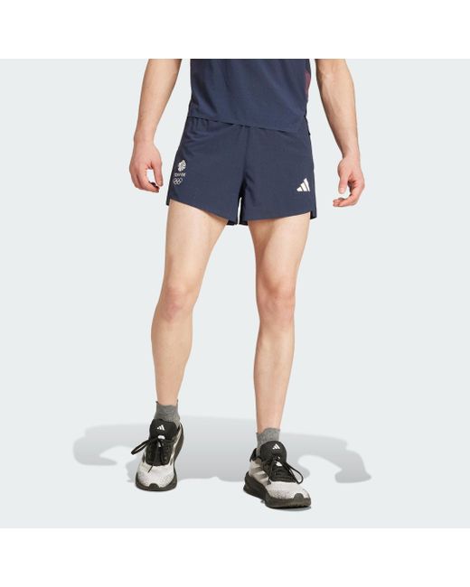 Adidas Blue Team Gb Adizero Running 3-Inch Split Shorts for men