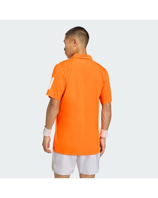 Adidas Orange Club Tennis 3-Stripes Polo Shirt for men