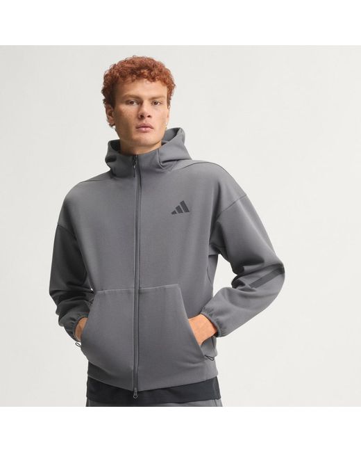 Adidas Gray Z.N.E. Full Zip Track Top for men