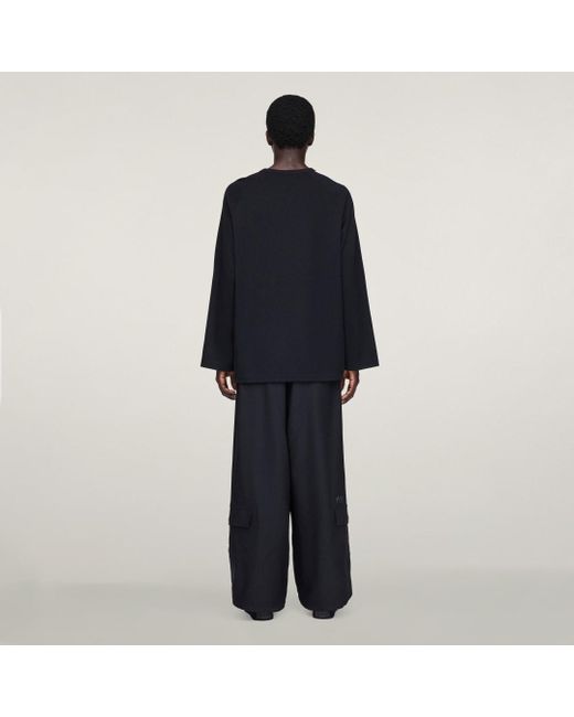 T-Shirt Y-3 A Maniche Lunghe 3 Strisce di Adidas in Blue