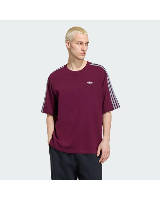 Adidas Purple Adicolor 3-Stripes Oversized T-Shirt for men