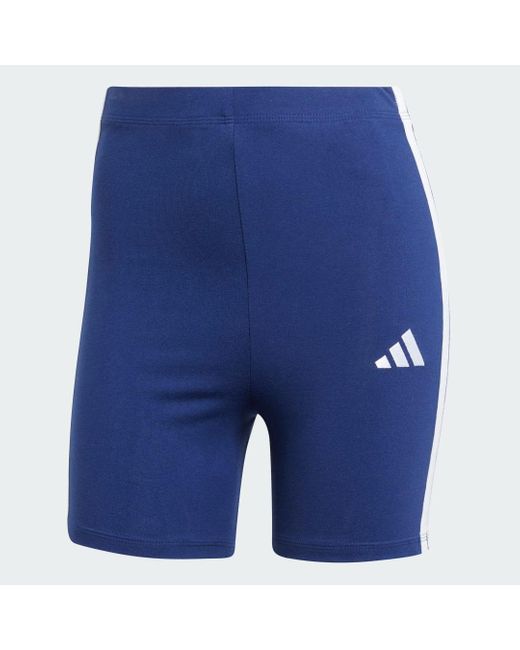 Adidas Blue Essentials 3-Stripes High Waisted Biker Shorts