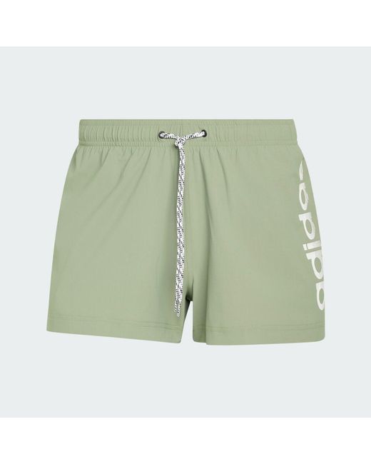 Adidas Green Logo Stretchy Knit Swim Shorts 3 Inch for men
