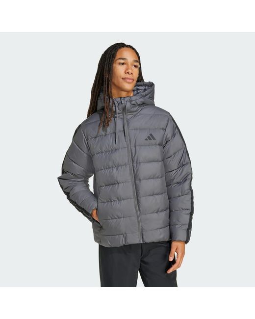 Adidas Gray Essentials Climawarm 3-Stripes Synthetic Down Jackets for men