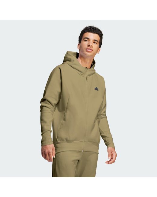 Adidas Green Z.N.E. Premium Full-Zip Hooded Track Jacket for men