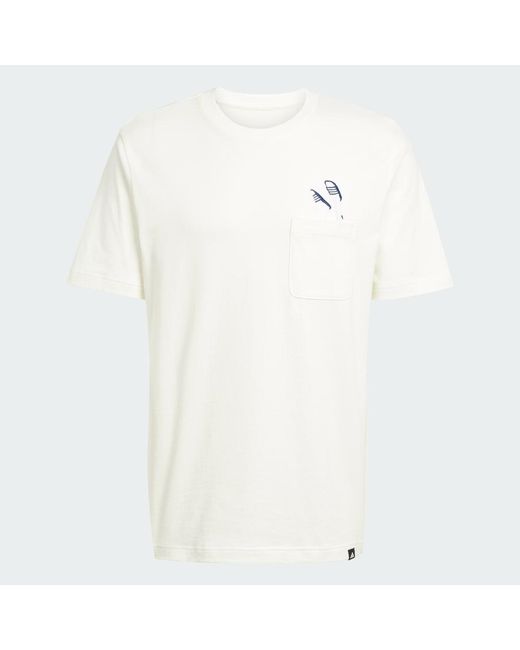 Adidas White Lounge Slides Graphic Pocket Tee for men