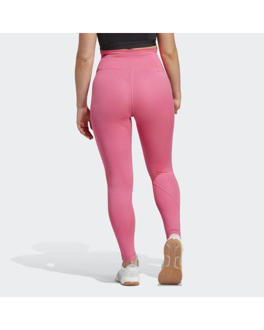 Adidas Pink Optime Hyperbright Training High-Rise 7/8 Tights