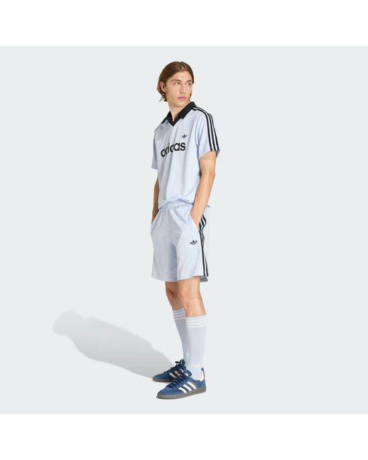 Adidas Blue 3-Stripes Loose Engineered Shorts for men