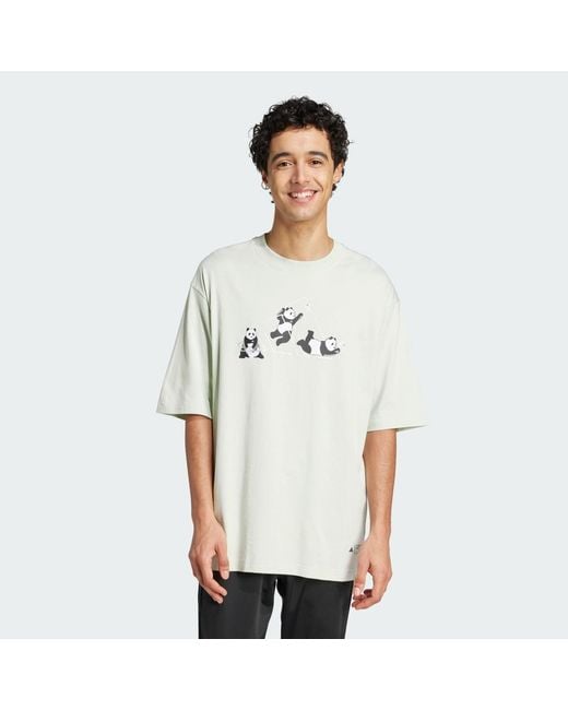 Adidas White Panda Play Graphic T-Shirt for men
