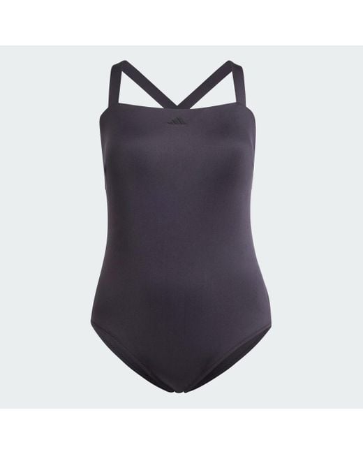 Adidas Blue Iconisea Padded Premium X-Back Swimsuit (Plus Size)