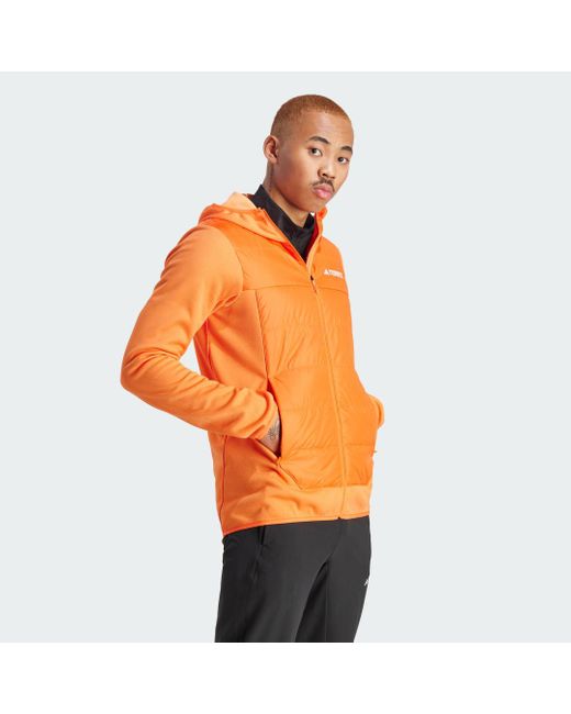 Adidas Orange Terrex Multi Hybrid Insulated Hooded Jacket for men