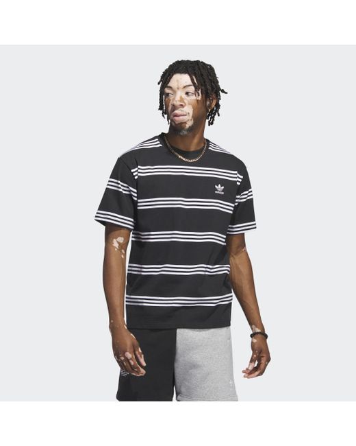 Adidas Black Engineered 3-Stripes T-Shirt for men