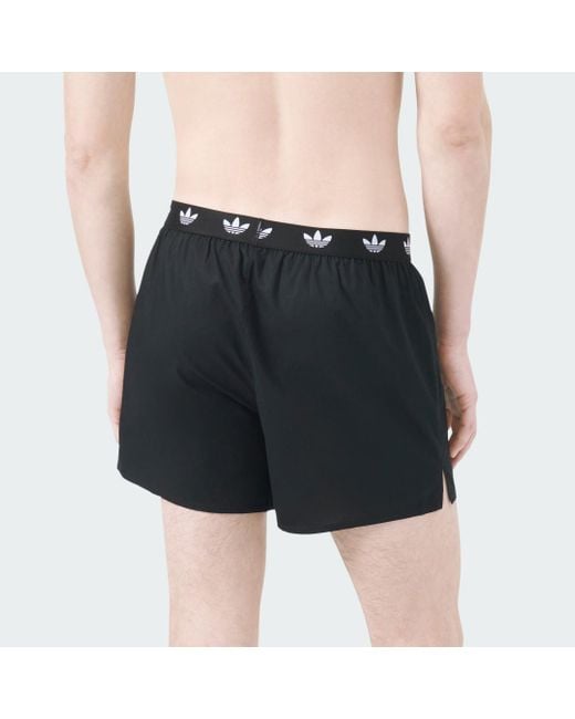 Adidas Black Comfort Core Cotton Icon Woven Boxer Waistband 2-Pack Underwear for men