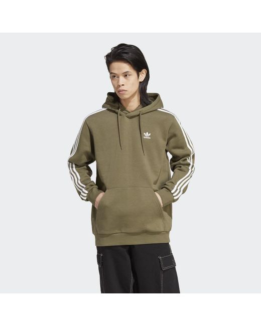 Adidas Green 3-stripes Pullover Hoodie for men