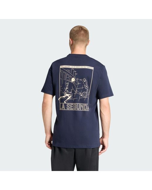 Adidas Blue Real Madrid Heritage Heavy Cotton T-Shirt for men
