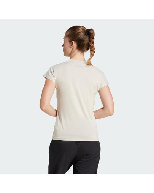 Adidas White Aeroready Train Essentials Minimal Branding V-Neck T-Shirt