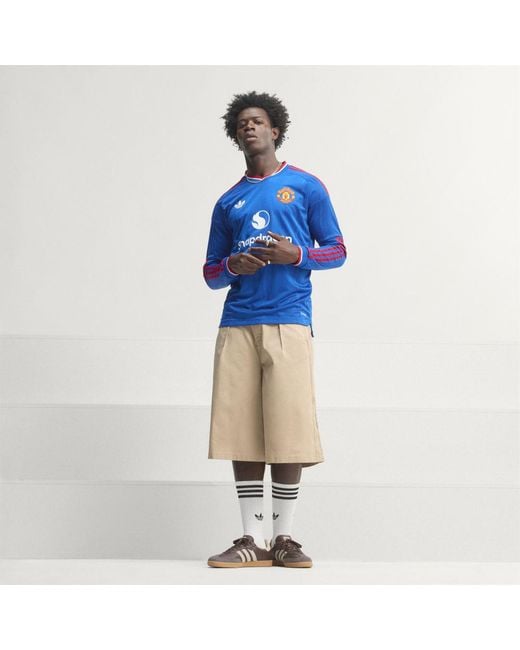 Adidas Blue Manchester United 26/27 Away Authentic Jersey Longsleeve for men