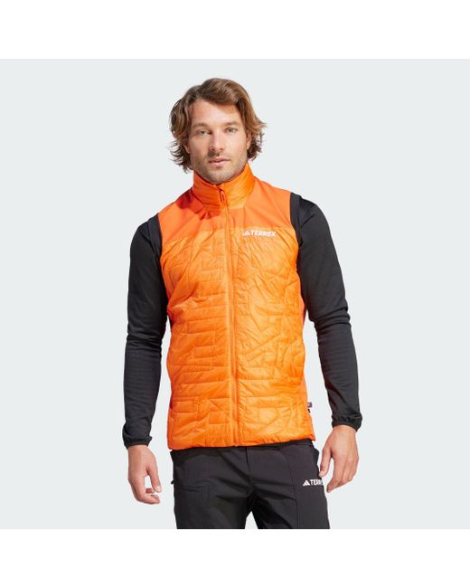 Adidas Orange Terrex Xperior Varilite Hybrid Primaloft Vest for men