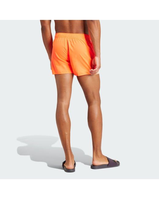 Adidas Orange 3-stripes Clx Very-short-length Swim Shorts for men