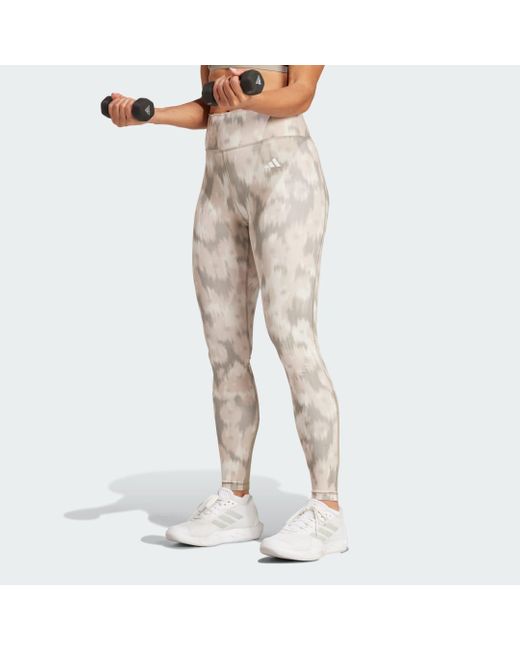 Adidas Natural Optime Essentials Allover Print Flower Tie-Dye Leggings