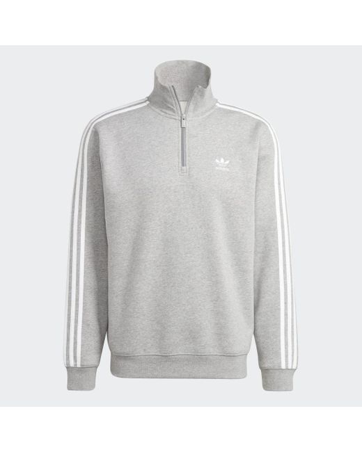 Adidas Gray Adicolor Classics 3-stripes Half-zip Sweatshirt for men