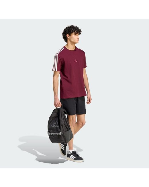 Adidas Red Kit 3-Stripes Regular T-Shirt for men