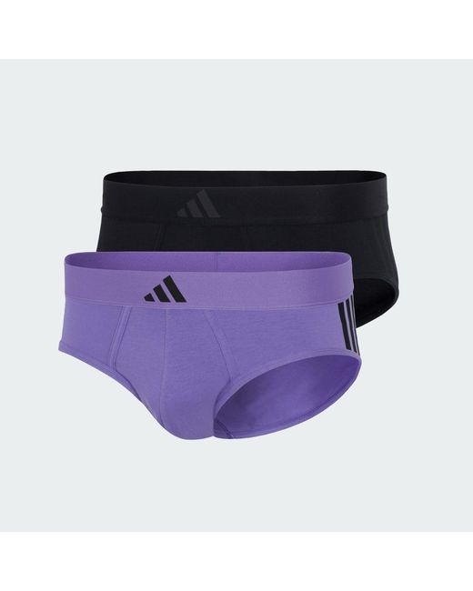 Adidas Blue Active Flex Cotton 3 Stripes 2Pk Low Rise Brief for men