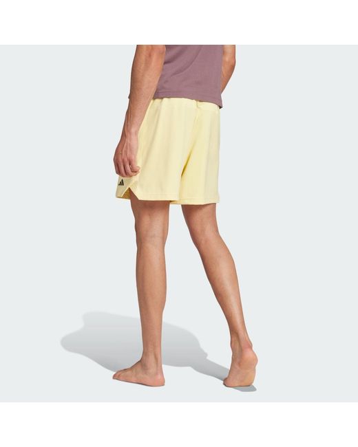 Adidas Yellow Designed For Training Yoga Knit Shorts for men