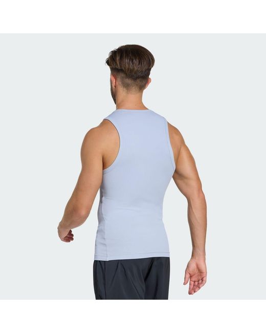 Adidas Blue Primelift Essentials Workout Rib Tank for men
