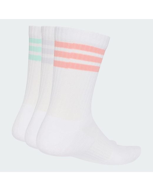 Adidas White 3-Stripes Cushioned Crew Socks 3 Pair Pack
